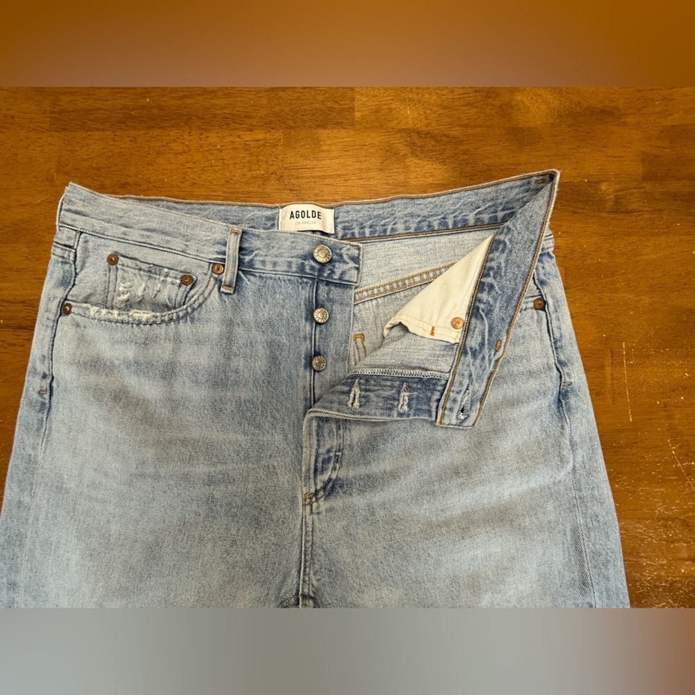 Agolde Distressed Riley Crop Jean 31 100% Cotton No Stretch - Picture 4 of 10